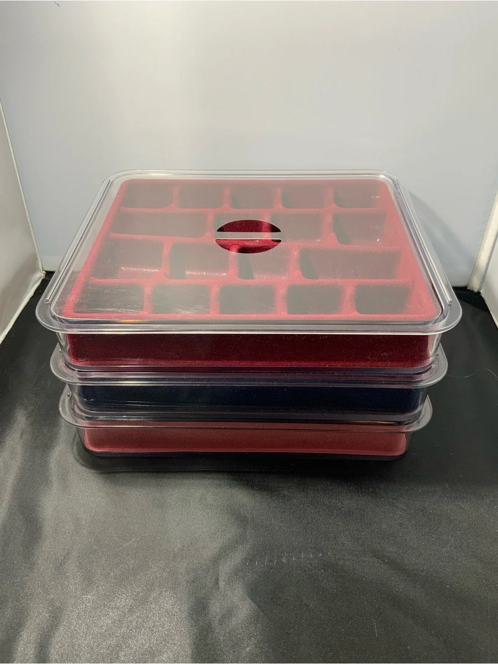 Set of 3 Plastic Stackable Jewelry Organizers - Vintage